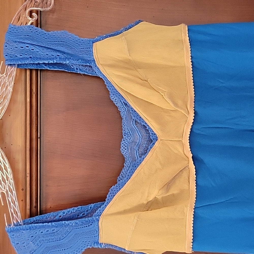 Cosabella | Vintage Blue Baby Doll Lingerie Nightie with Lace - size L - Picture 7 of 11
